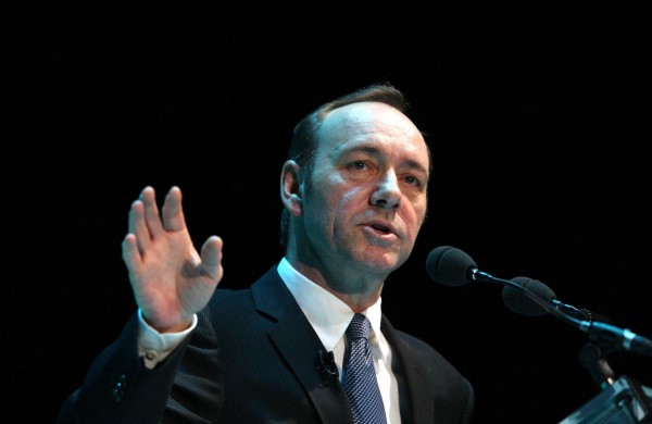 Kevin Spacey speaks at a convention