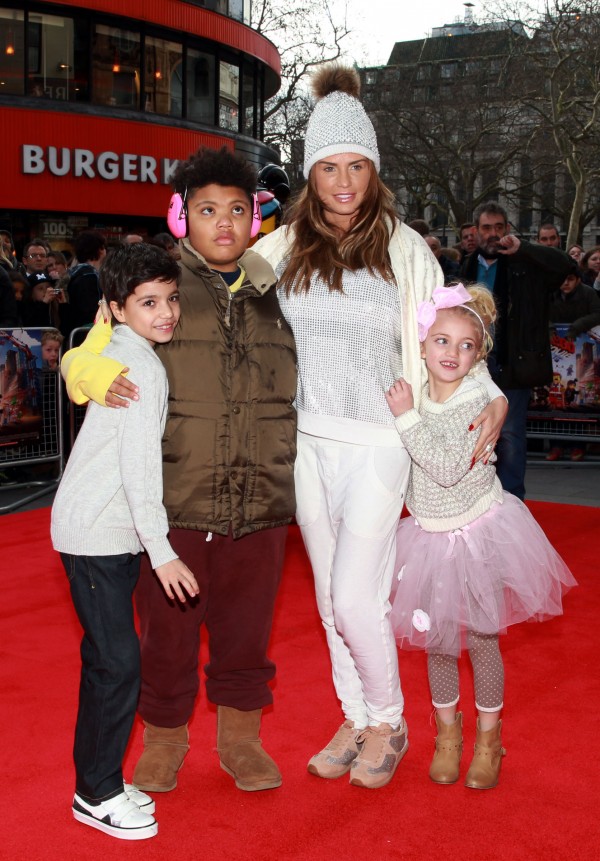 Katie Price with three of her five children, Junior, Harvey and Princess