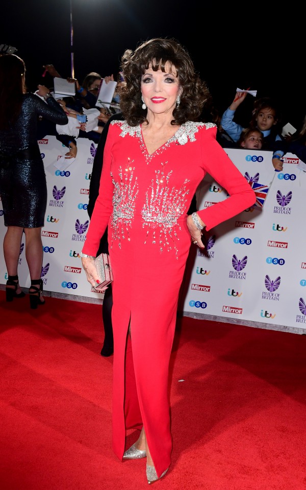 Dame Joan Collins attending The Pride of Britain Awards 2016, at Grosvenor House, Park Lane, London.