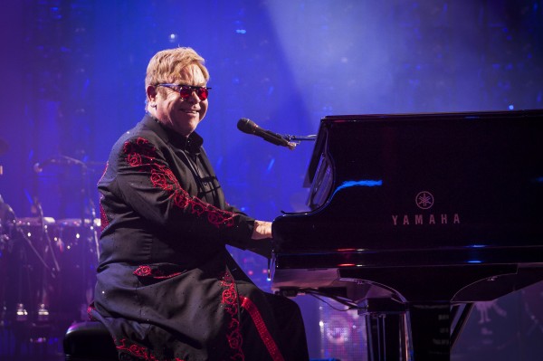 Sir Elton John performs live on stage as part of the Apple Music Festival at the Roundhouse in Camden