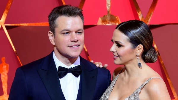Matt Damon and Luciana Barroso arriving at the 89th Academy Awards held at the Dolby Theatre in Hollywood, Los Angeles, USA. (Ian West)