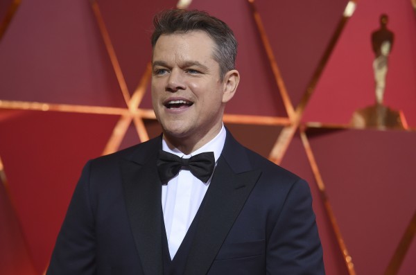 Matt Damon arrives at the Oscars on Sunday, Feb. 26, 2017, at the Dolby Theatre in Los Angeles. (Photo by Richard Shotwell/Invision/AP)