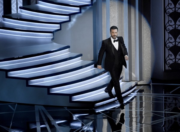 Host Jimmy Kimmel walks on stage at the Oscars on Sunday, Feb. 26, 2017, at the Dolby Theatre in Los Angeles. (Photo by Chris Pizzello/Invision/AP)