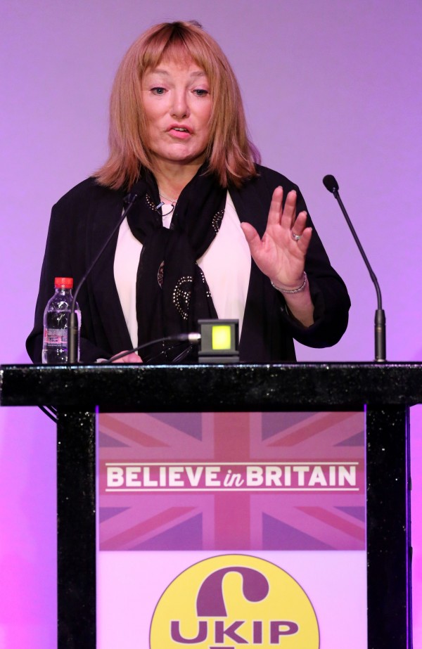 Former boxing promoter Kellie Maloney gives an emotional speech during the Ukip Spring Conference at the Winter Gardens in 2015. (Chris Radburn/PA Wire)