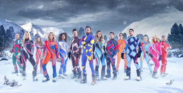 (left to right) Gareth Thomas, Caprice Bourret, Jade Jones MBE, Lydia Bright, Kadeena Cox MBE, Spencer Mathews, Sir Bradley Wiggins, Vogue Williams, Robbie Fowler, Mark Dolan, Louis Smith, Emma Parker-Bowles, Josie Gibson and Jason Robinson OBE, the contestants in this year's Channel 4 reality sport show, The Jump.