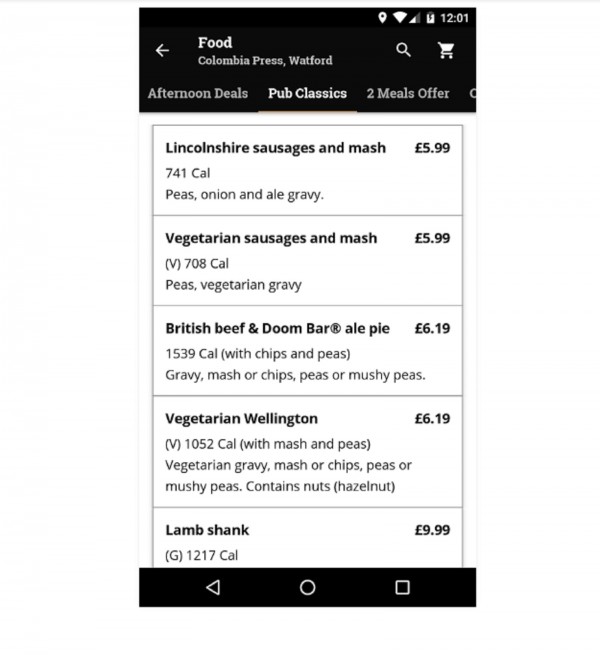 food menu (Screengrab/Google Play)