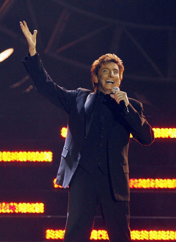 Barry Manilow performs at the 02 Arena in Greenwich, London.