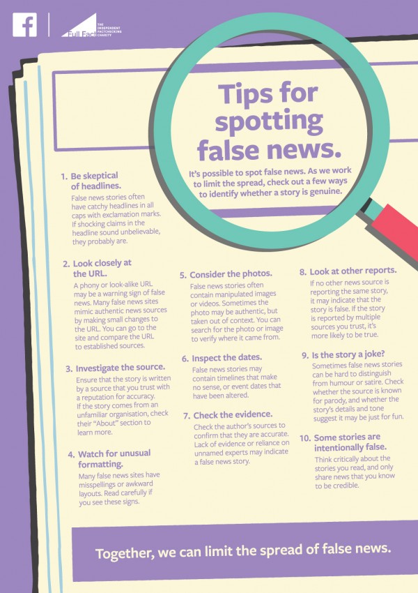 Facebook advert for spotting fake news