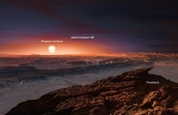 Artist's impression of the planet orbiting Proxima Centauri.