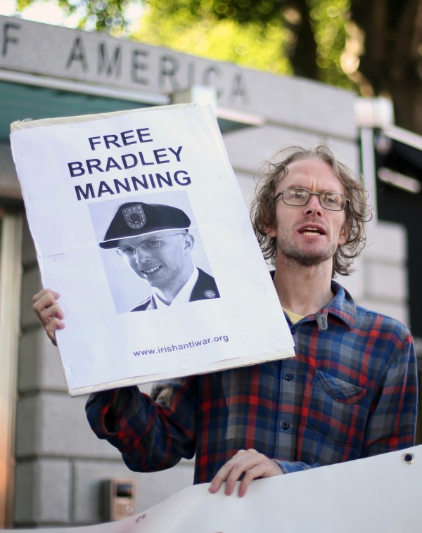 A protester in Dublin