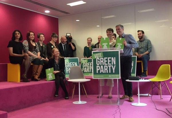 Green Party co-leaders Caroline Lucas and Jonathan Bartley launch the party's 'Green Guarantee