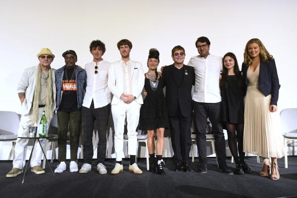 Sir Elton John and the winners (Arthur Mola/AP)