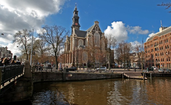 A view of the Westerkerk church next to the Anne Frank house