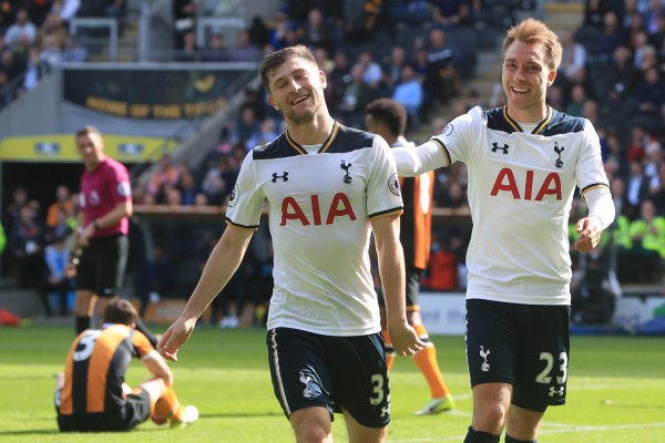 Tottenham defender Ben Davies celebrates scoring