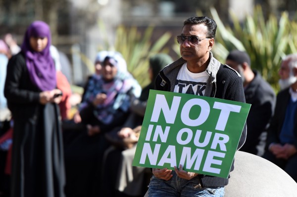 PABEST People take part in a #NotInOurName public rally