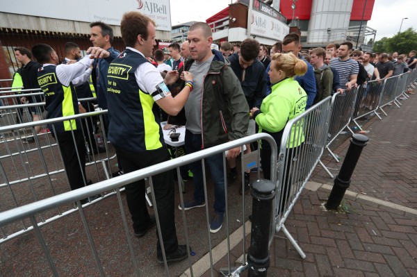 Security personnel at Lancashire Cricket Club's Old Trafford ground.