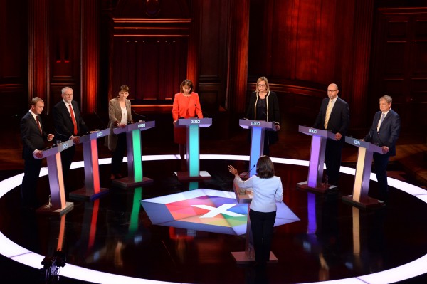 the leaders taking part in the debate (Stefan Rousseau/PA)