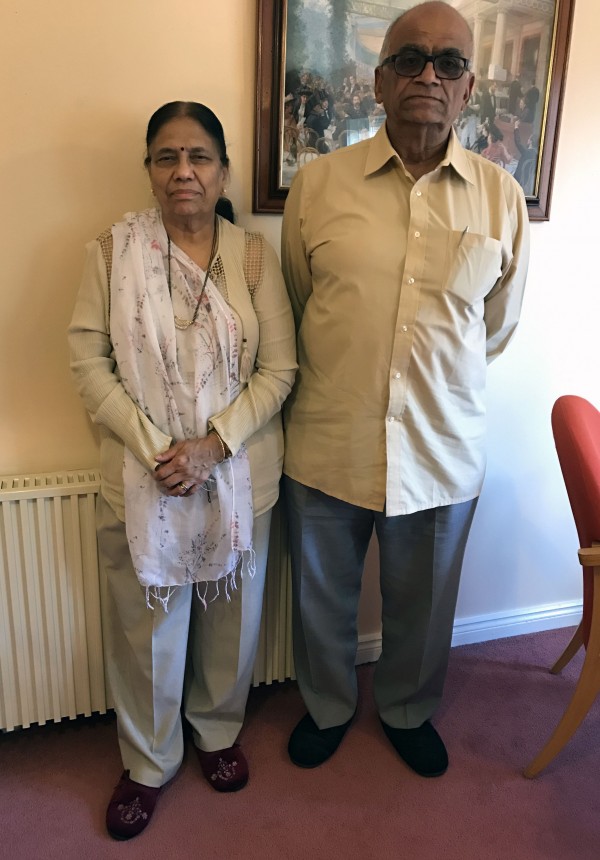 Buddhadev Kansara, 79, with wife Sumitra Kansara, 75 (Maariyah Pathan/PA)