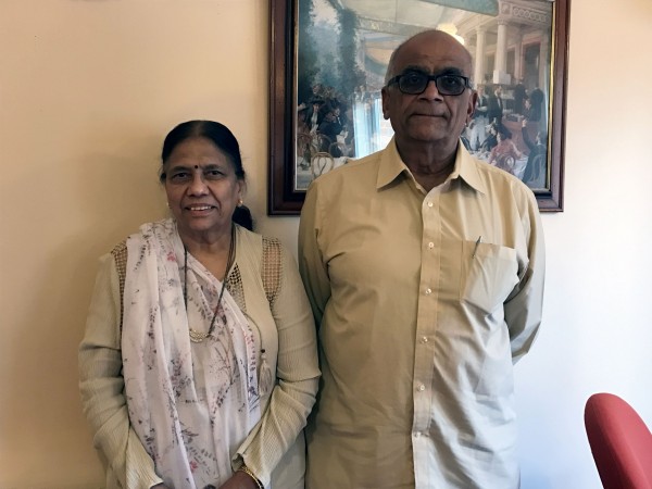 Buddhadev Kansara, 79, with wife Sumitra Kansara, 75 (Maariyah Pathan/PA)