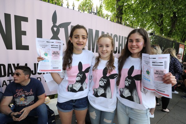 Fans attending the One Love Manchester show (Owen Humphreys/PA)