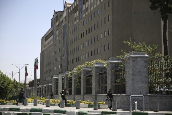 Police take positions around Iran's parliamentary building (Ali Khara/AP)