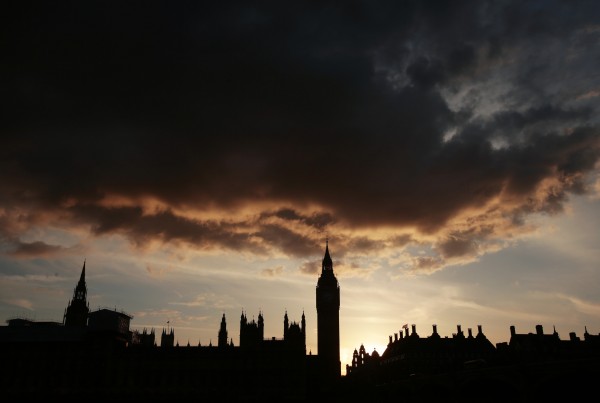 A silhouette of the Houses of Parliament and Elizabeth Tower 