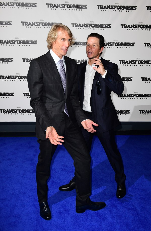 Michael Bay and Mark Wahlberg (Ian West/PA)