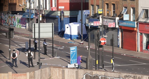 A police forensic tent erected at Finsbury Park (Yui Mok/PA)