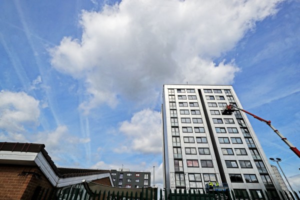 Cladding has been removed from Whitebeam Court in Pendleton, Greater Manchester (Peter Byrne/PA)