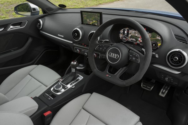 The RS3's interior feels solidly built