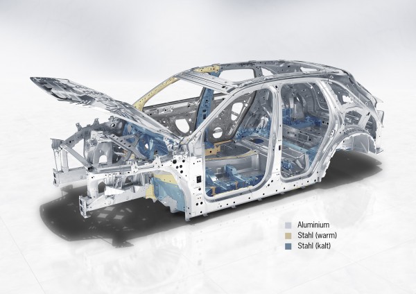 The car's shell is made up of a variety of different materials.