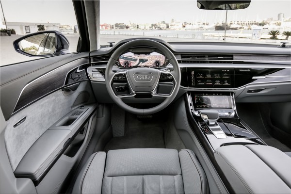 The A8's interior is laden with technology