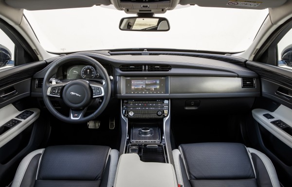 The XF Sportbrake's interior features the latest infotainment system