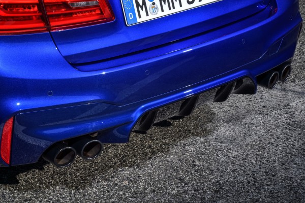 A black diffuser sits at the rear of the M5