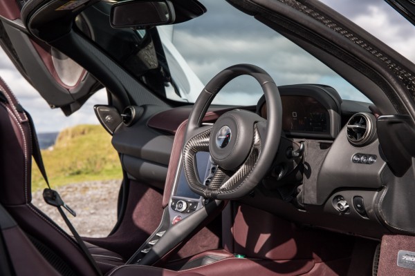 The McLaren's interior is designed with the driver in mind