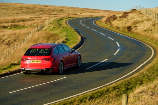 The RS4's excellent traction is welcome on UK b-roads